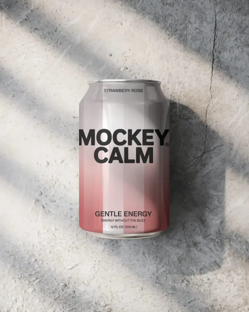 Flatlay Can Mockup On Cracked Surface In Striped Sunlight And Raw Textured Light Gray Scene