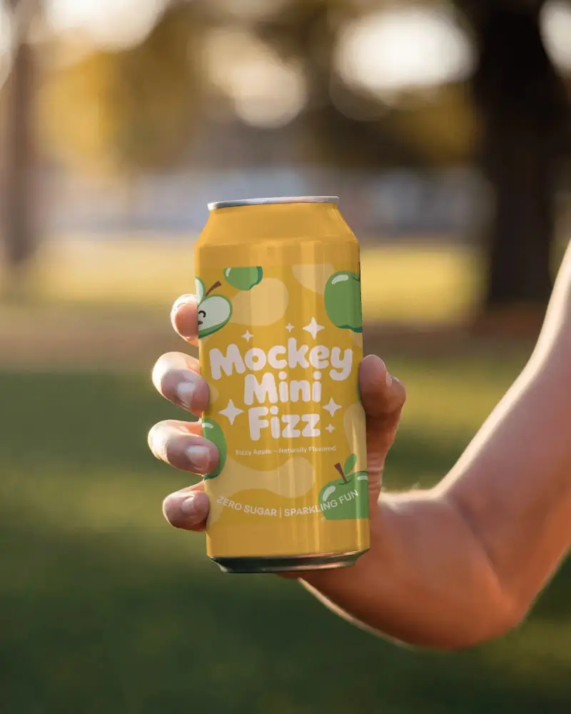 Can Mockup Held Mid Air In Evening Park Lighting With Sunset Tone And Natural Hand Positioning