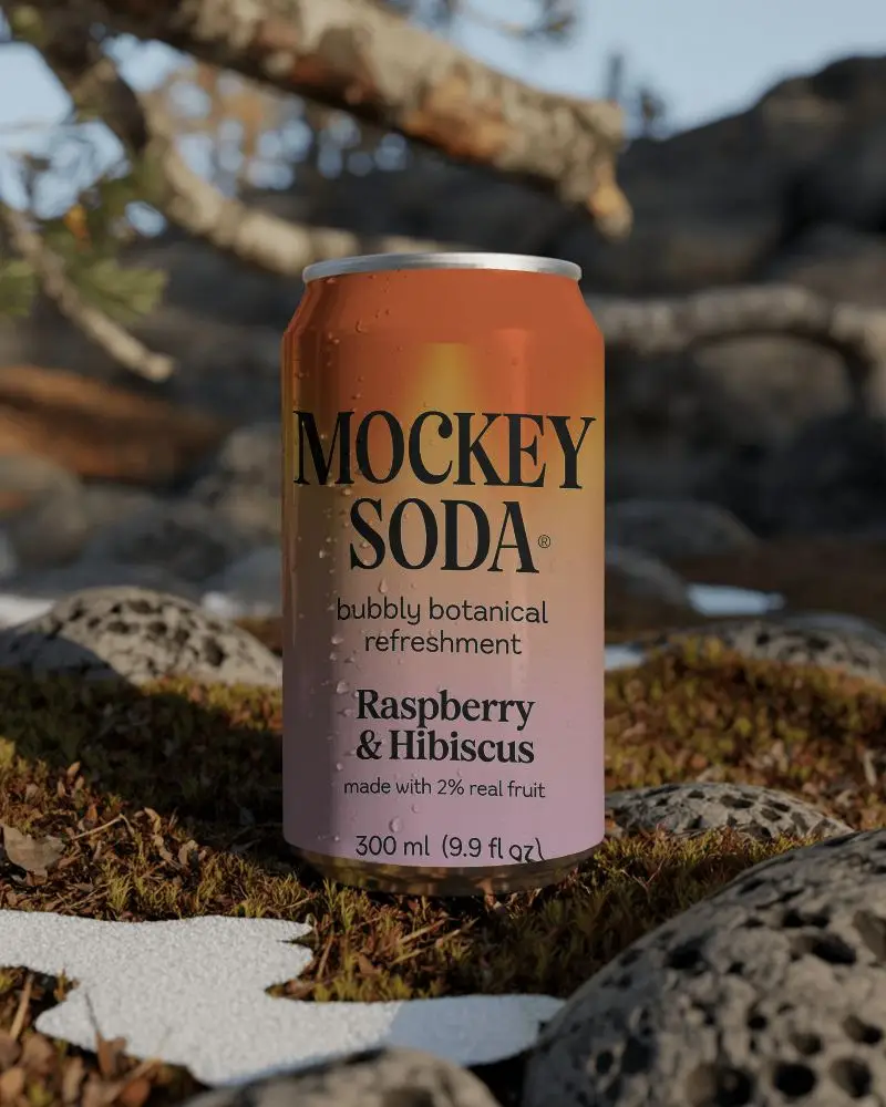Outdoor Beverage Can Mockup With Water Droplets On Rocky Forest Ground Setting 0165