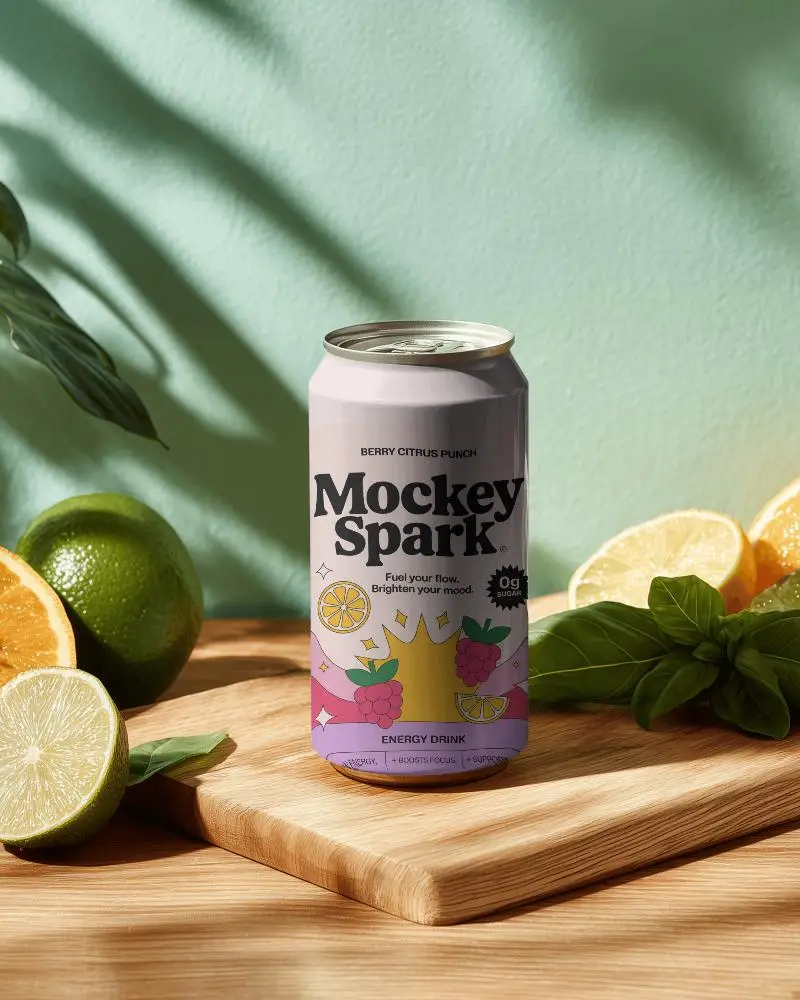 Premium Beverage Can Mockup With Natural Fruit Background For Refreshing Drink Promotion 0184