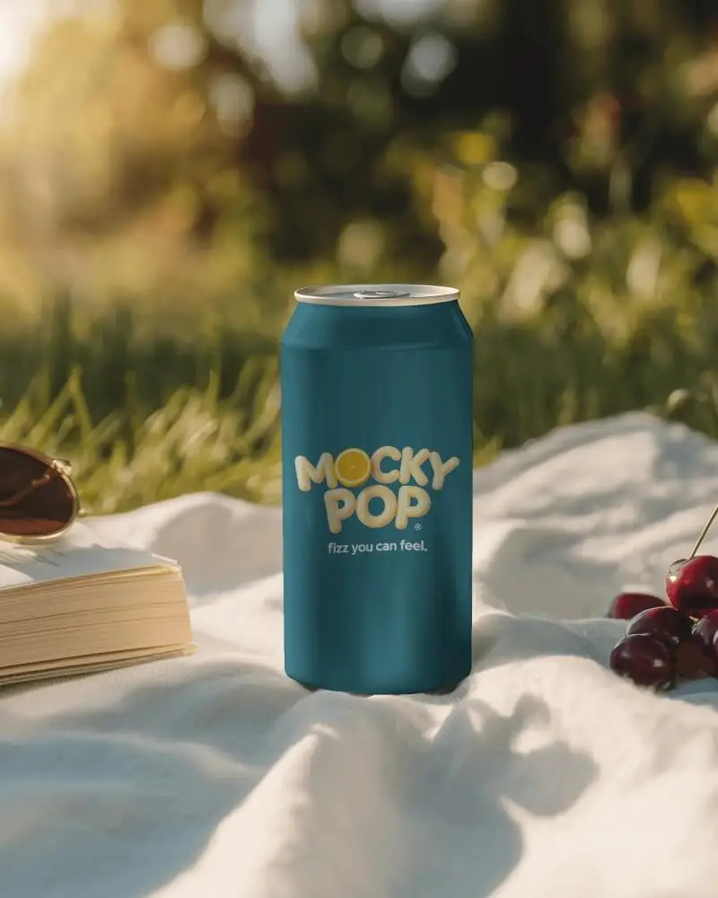Outdoor Picnic Scene With Stylish Beverage Can Mockup On Soft Texture Background