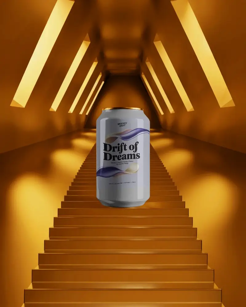 Stylish Can Mockup On Futuristic Architectural Background For Product Showcase