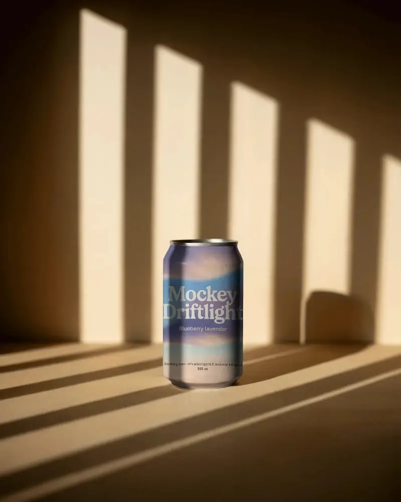 Sleek High Quality Can Mockup With Creative Shadow Pattern For Brand Showcase