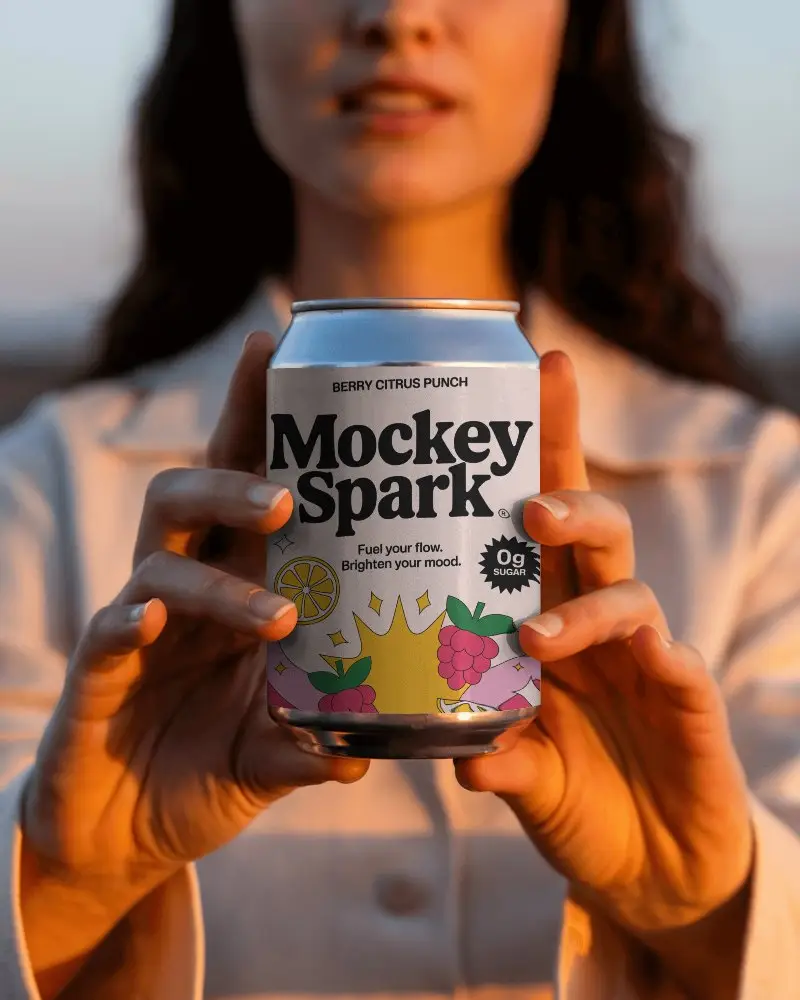 Woman Holding Standard Can Mockup For Beverage Packaging And Design Presentation