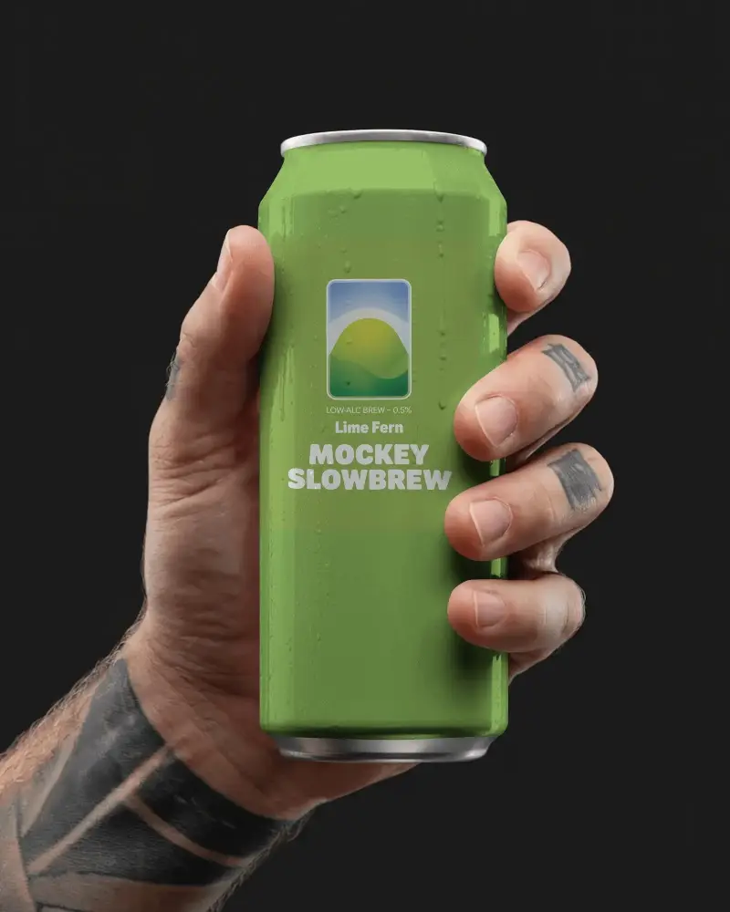 Hand Holding Cold Aluminum Can Mockup With Water Droplets For Drink Mockup Presentation