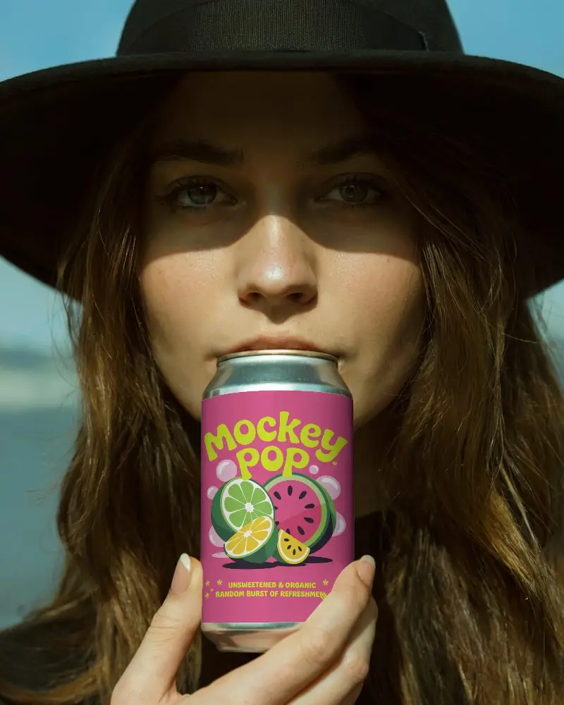 Woman Holding Simple Can Mockup For Beverage Branding And Packaging Design