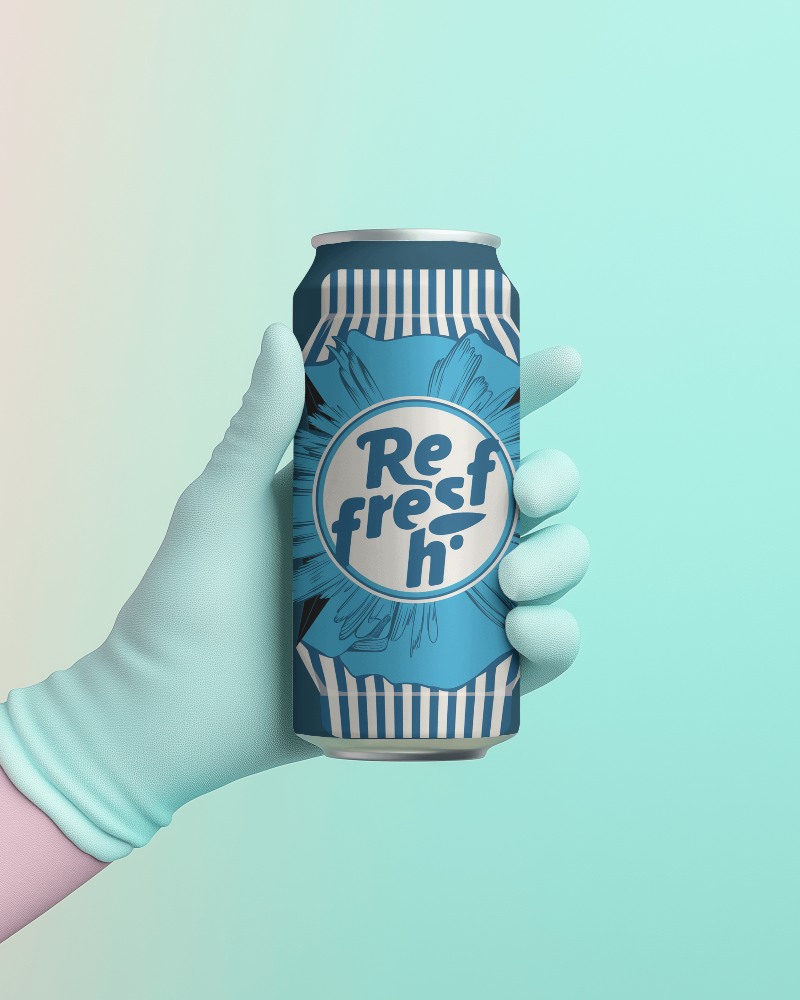 Gloved Hand Holding Can Mockup Clean Sanitized Feel