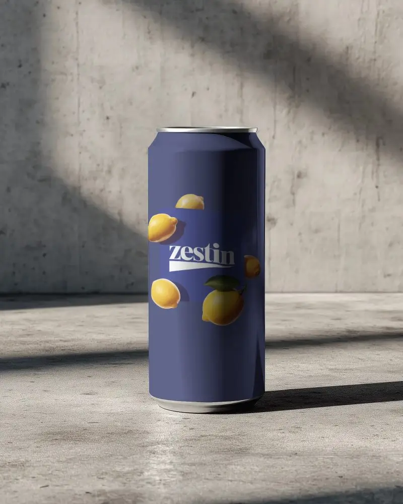 Vertical Aluminum Can Mockup Showcasing Realistic Shadow And Light Effects Background