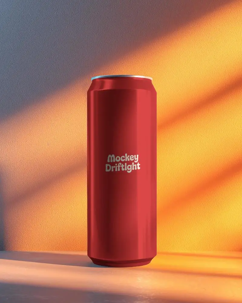 Sleek Modern Metal Beverage Can Mockup For Custom Design Presentation