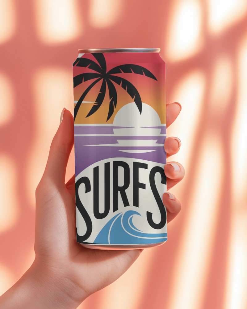 Warm Orange Hand Holding Can Mockup Cozy Lighting