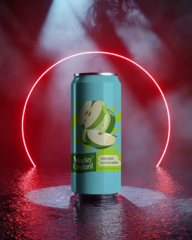 Sleek Cylindrical Can Mockup With Glossy Surface And Neon Backdrop For Modern Designs
