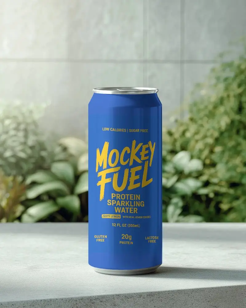 Tall Drink Can Mockup Ideal For Custom Labels On Tabletop With Natural Background