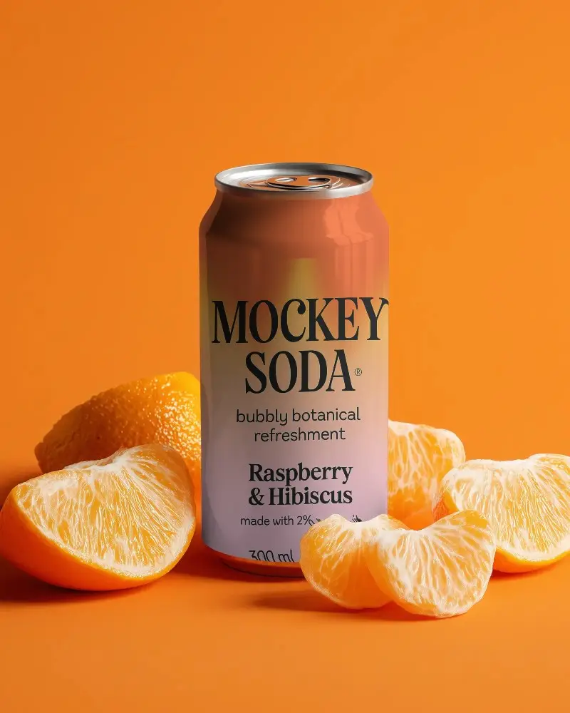 Refreshing Fruit Flavored Beverage Can Mockup With Citrus Fruit Slices Background Vibrant