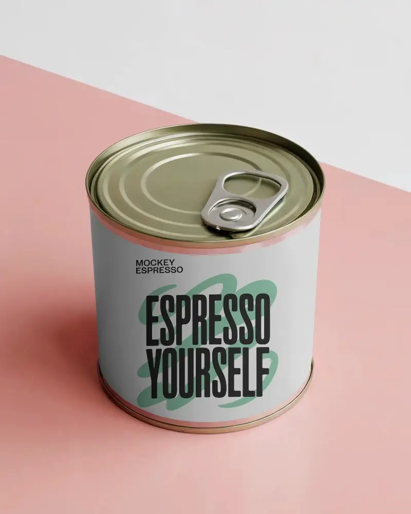 Realistic Metal Can Mockup Ideal For Branding And Product Packaging Presentations