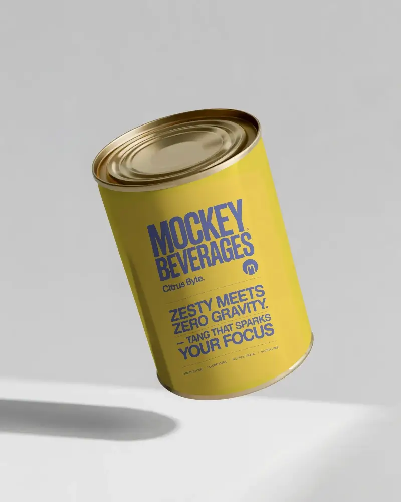 Realistic Metal Can Mockup With Empty Label Space For Brand Presentation