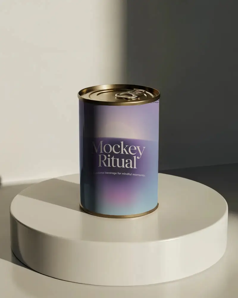 Premium Can Mockup With Metallic Lid For Product Packaging And Branding Presentation