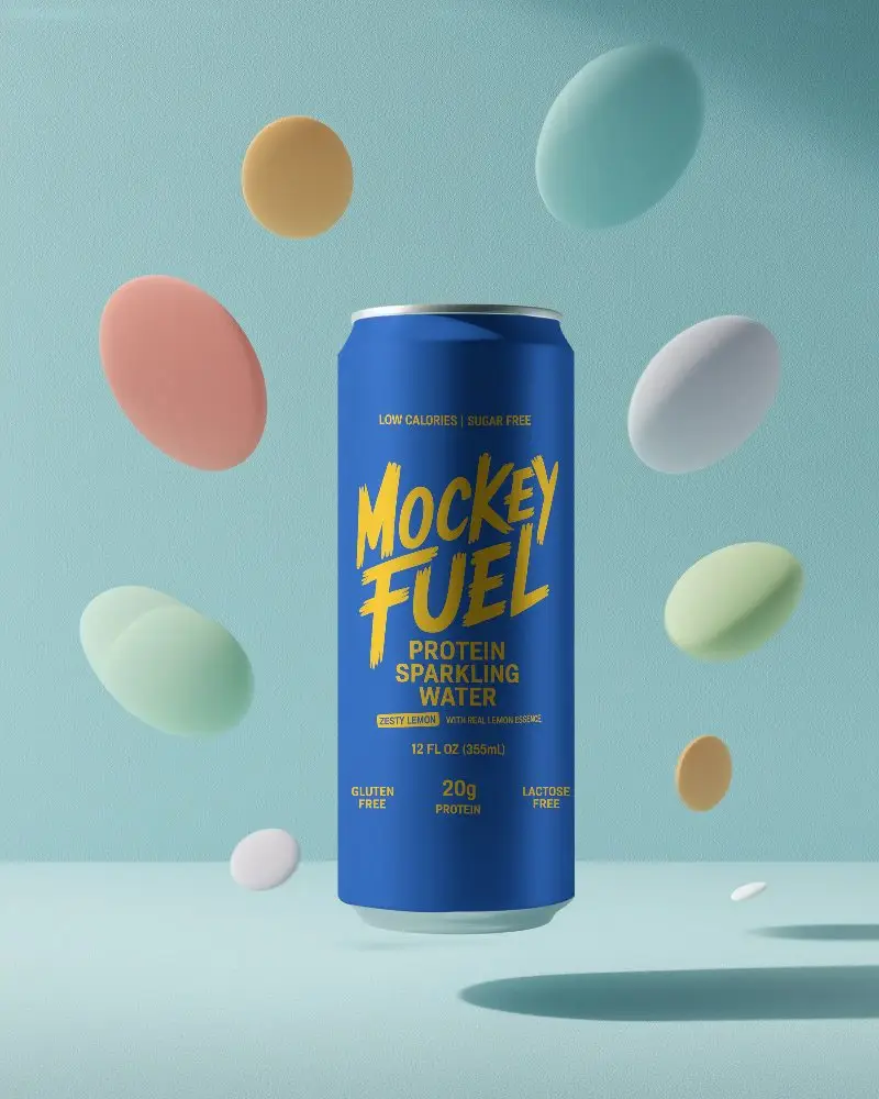 High Quality Product Can Mockup Surrounded By Colorful Floating Oval Elements