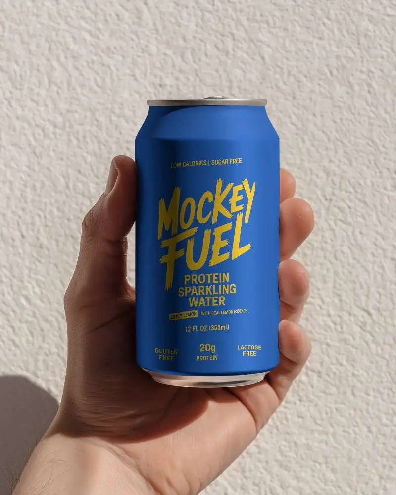 Aluminum Can Mockup Held In Hand For Promotional Beverage Packaging And Marketing Use