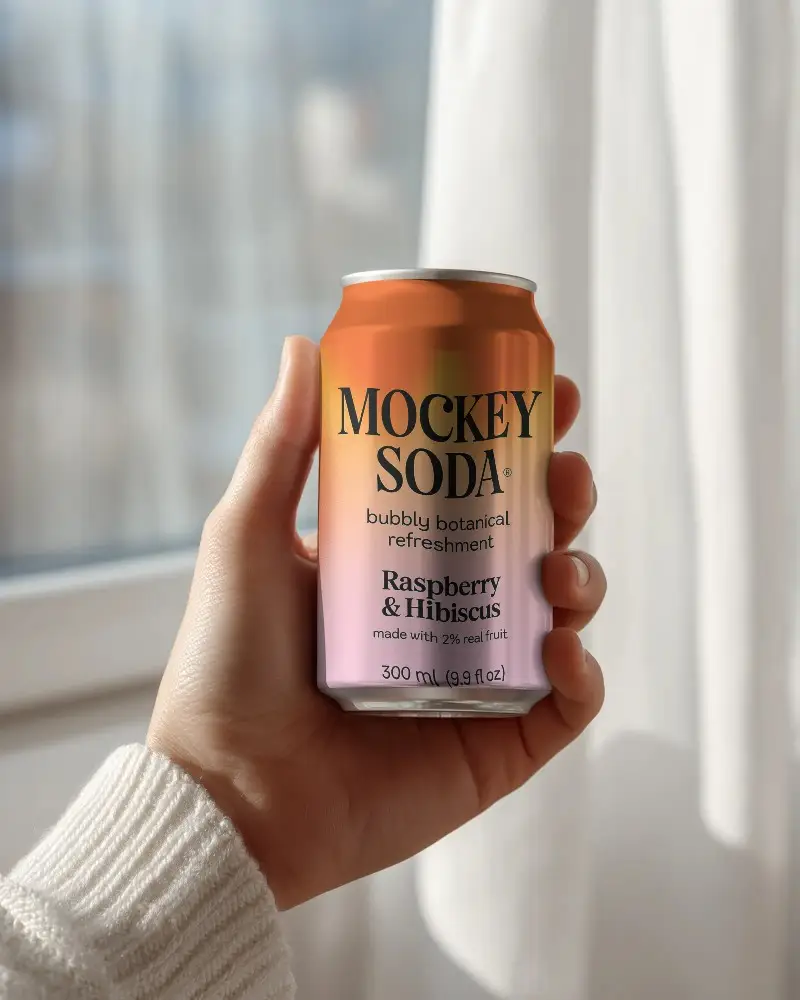 Hand Holding Standard Can Mockup Ready For Drink Packaging Design Presentation