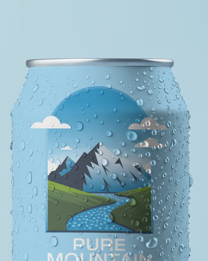 Icy Fresh Drink Can Mockup Condensed Water Droplets Enhancing Cool Aesthetic