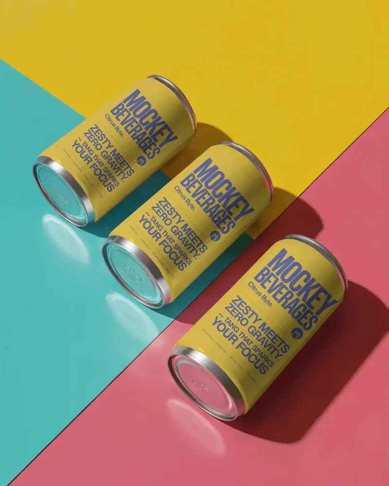 Sleek Minimalist Beverage Can Mockup With Modern Colorful Background Design Presentation