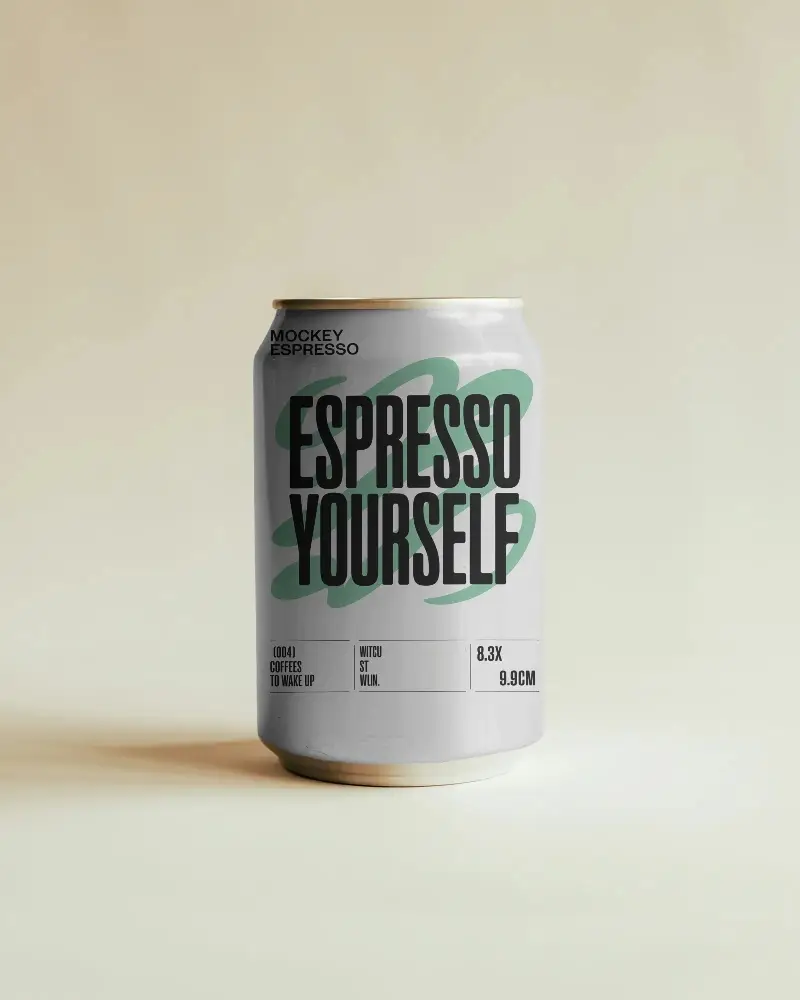 Sleek Modern Drink Can Mockup For Beverage Branding And Packaging Design Presentations