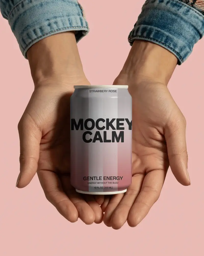 Hands Holding Blank Can Mockup For Beverage Packaging Brand Presentation