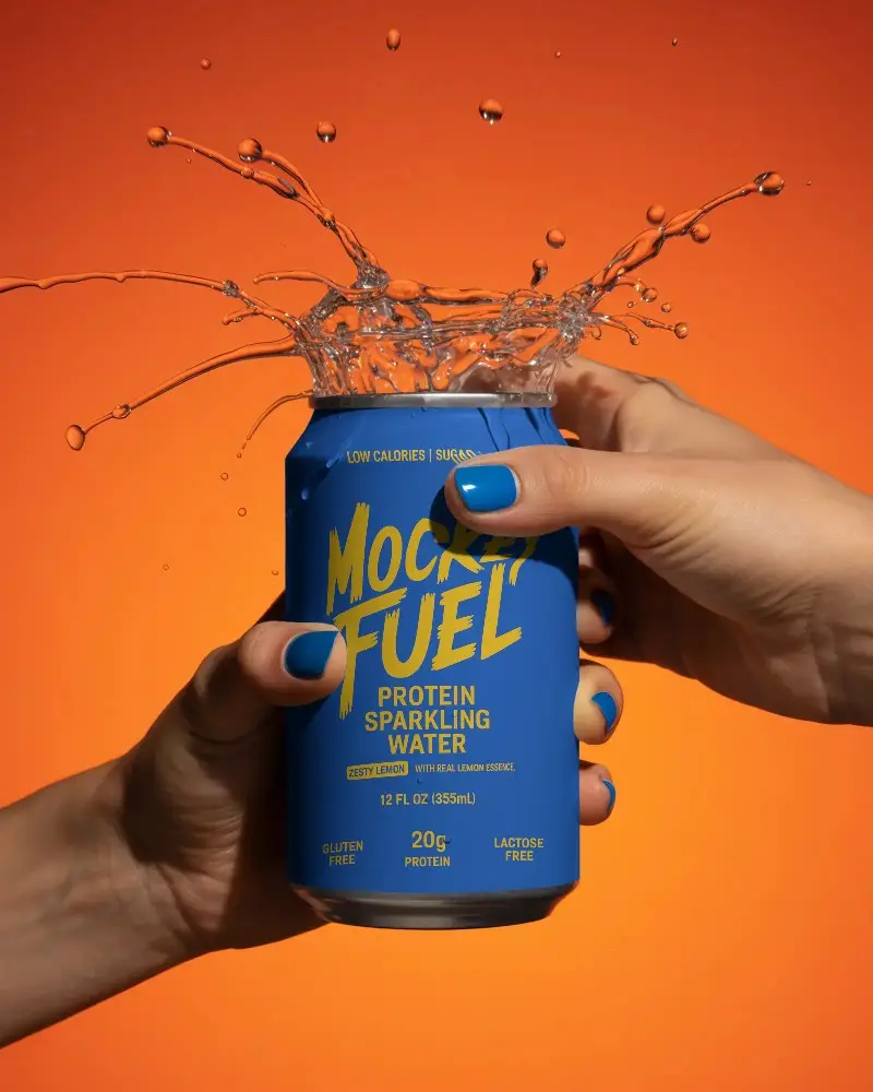 Isolated Metal Can Mockup With Liquid Splash Creative Product Presentation Background