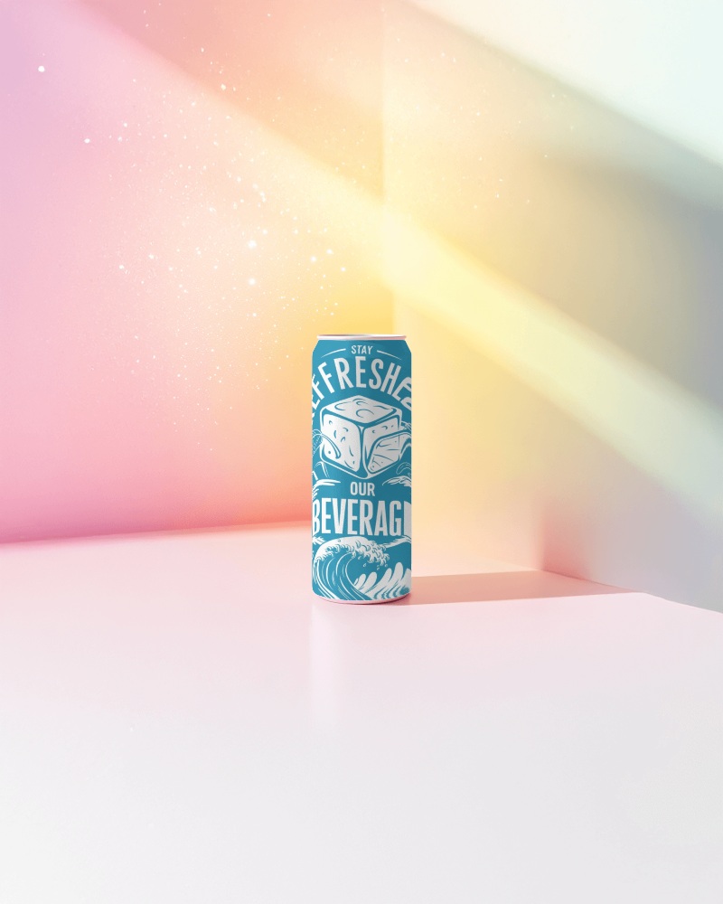 Soft Gradient Background Beverage Can Mockup Showcasing Fresh Branding