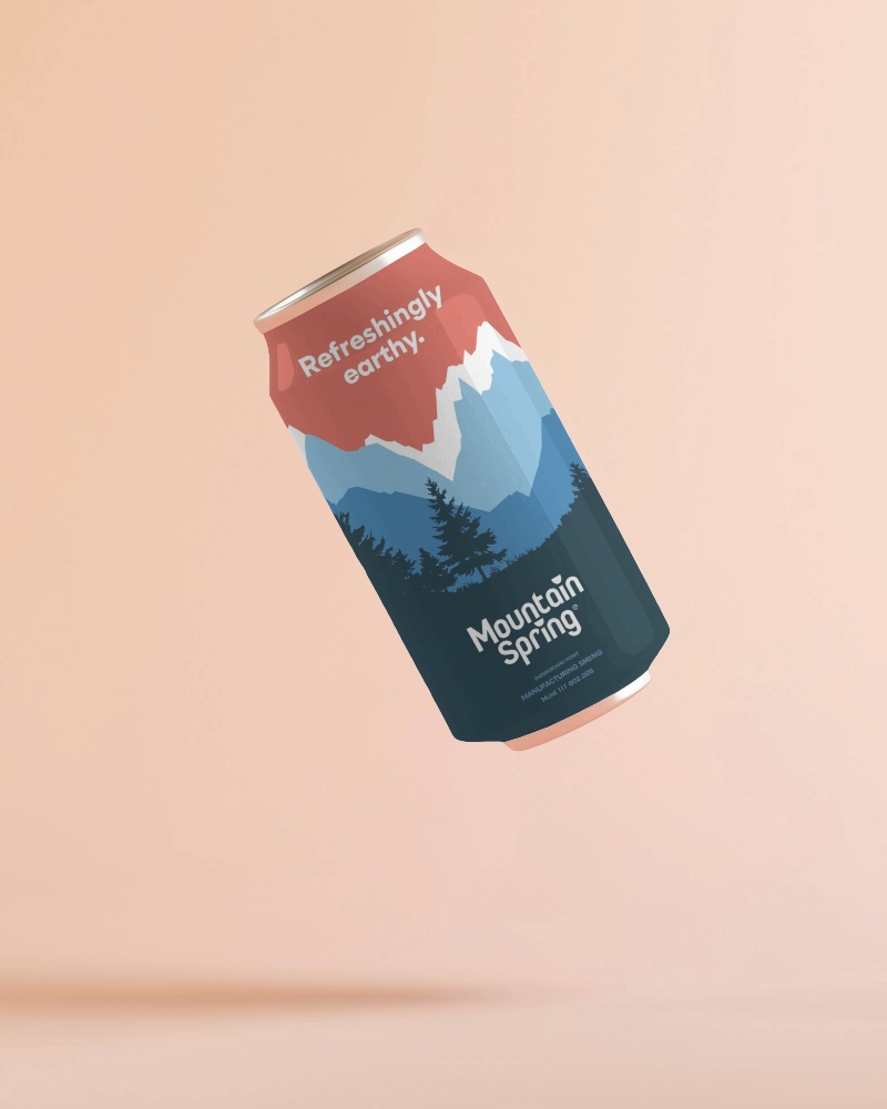 Refreshing Spring Water Can Mockup With Clean Label Design And Soft Peach Background