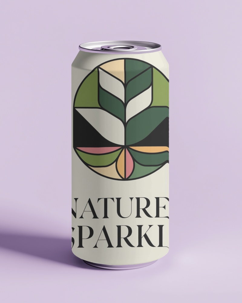 Premium Aluminum Can Mockup With Elegant Nature Inspired Label Design