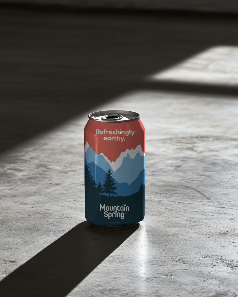 Sunlit Stylish Can Mockup Refreshing Beverage Branding With Bold Illustration Design