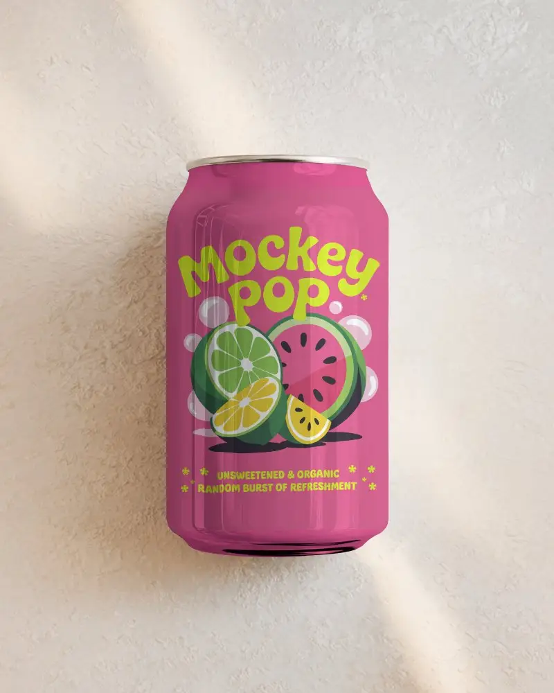 Centered Can Mockup Upright On Textured Surface With Subtle Shadows And Direct Lighting Angle