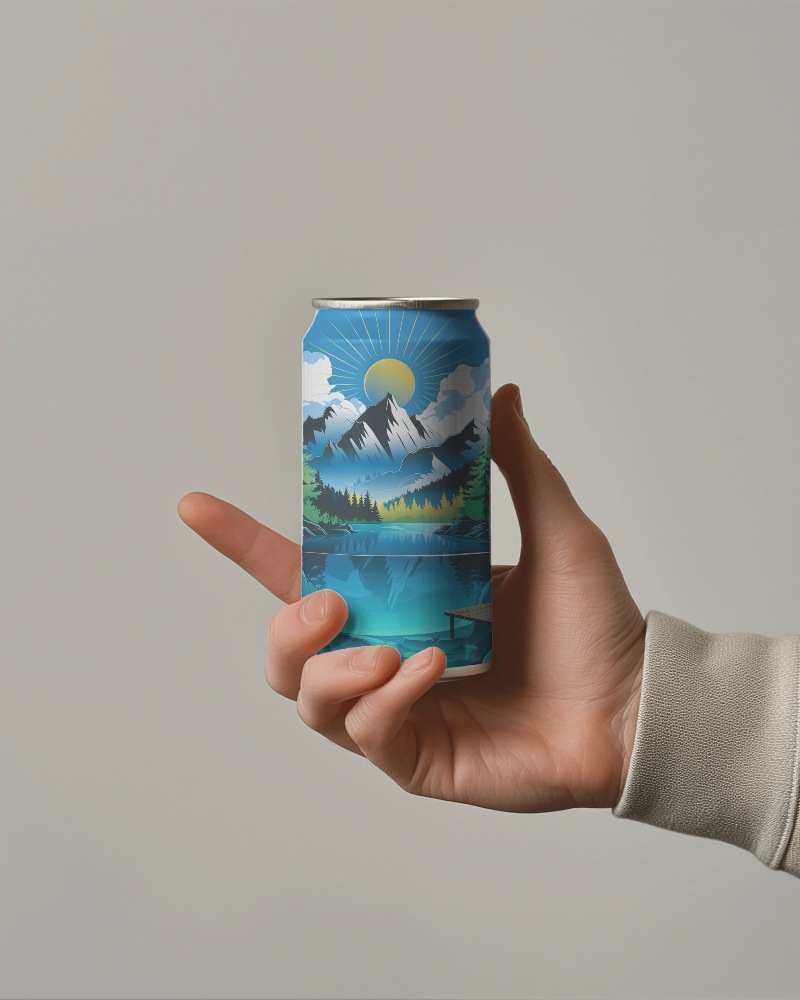 Can Mockup In Hand Having Index Finger Pointing Outside