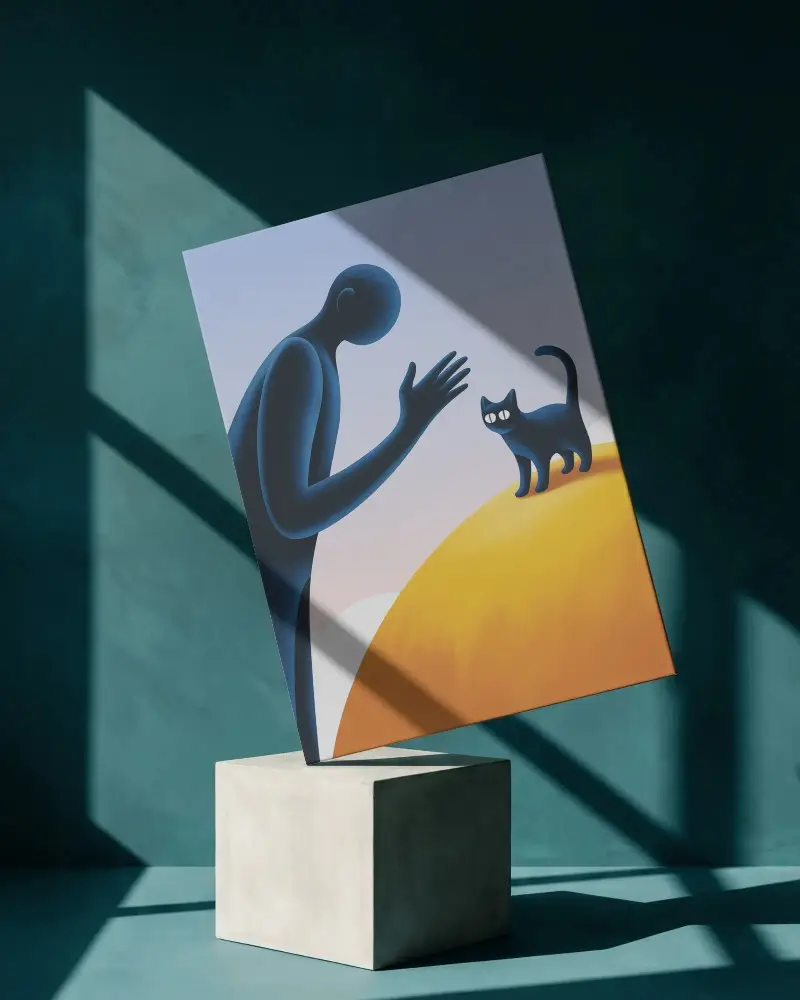 High Quality Art Canvas Mockup In Minimalist Interior With Dynamic Light And Shadow