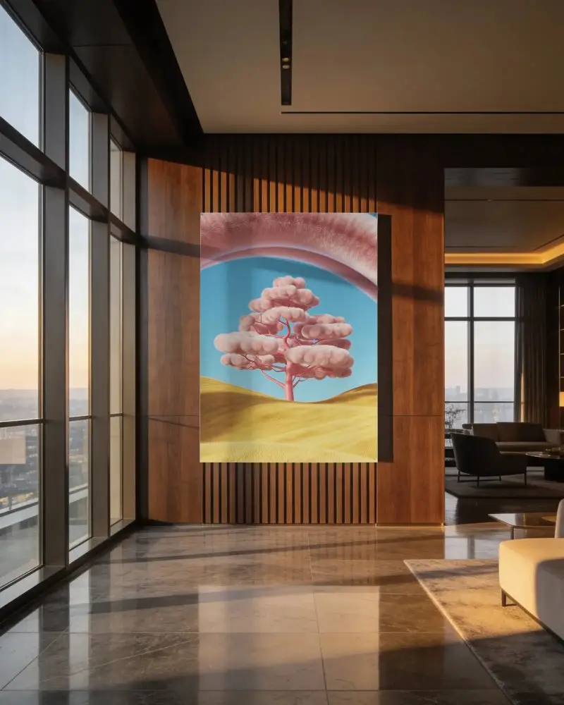 Modern Living Room Wall Art Canvas Mockup With Natural Light And Spacious Flooring View