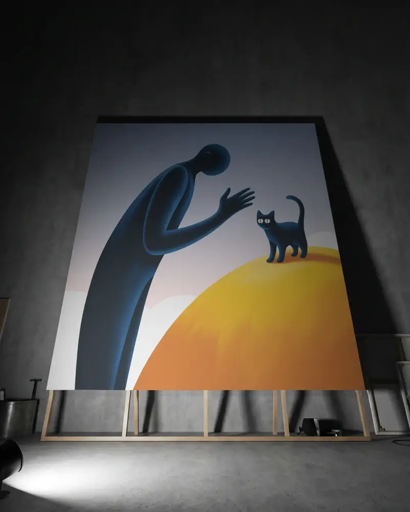 Empty Stretched Canvas Mockup For Art Painting Display In Modern Industrial Style Room