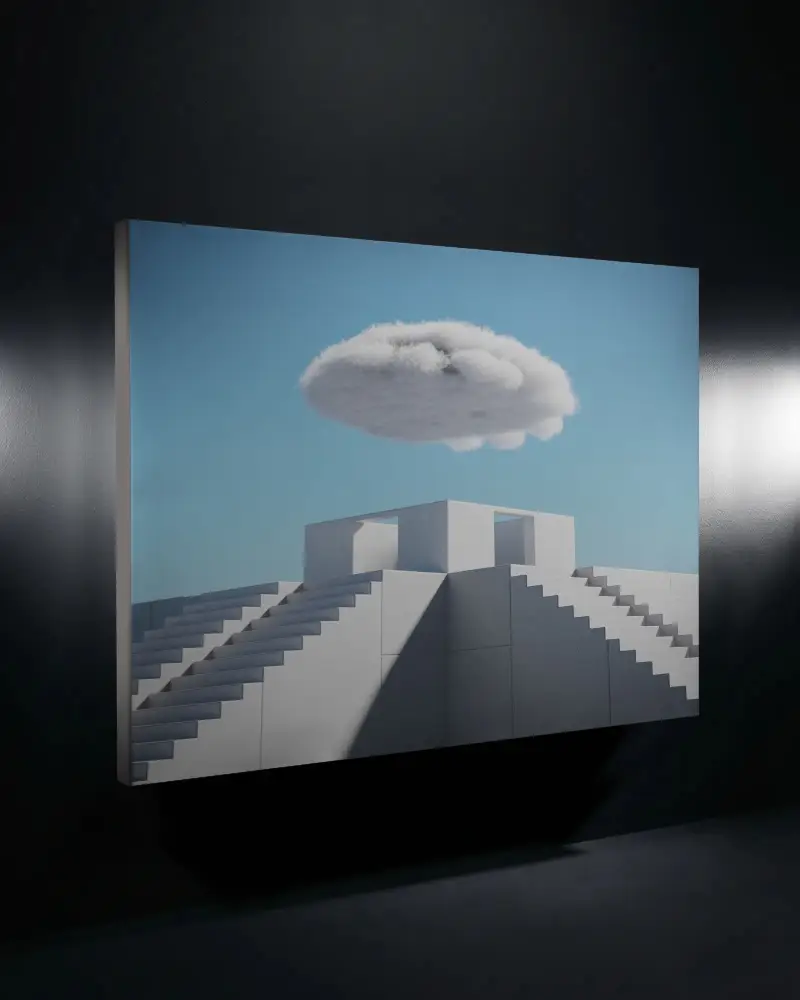 Modern Canvas Mockup Floating Wall Display For Artwork Creative Presentation And Design