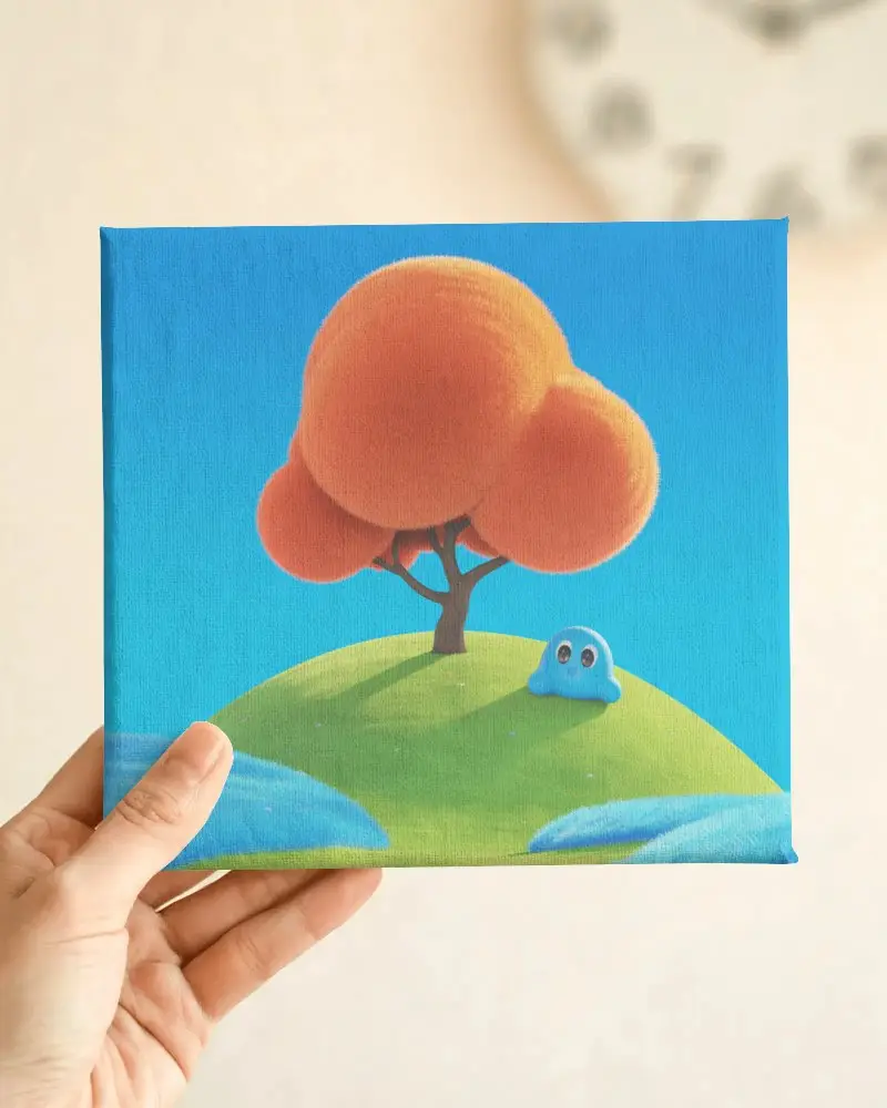 Hand Held Blank Canvas Mockup Ideal For Custom Artwork Promotion And Creative Showcase