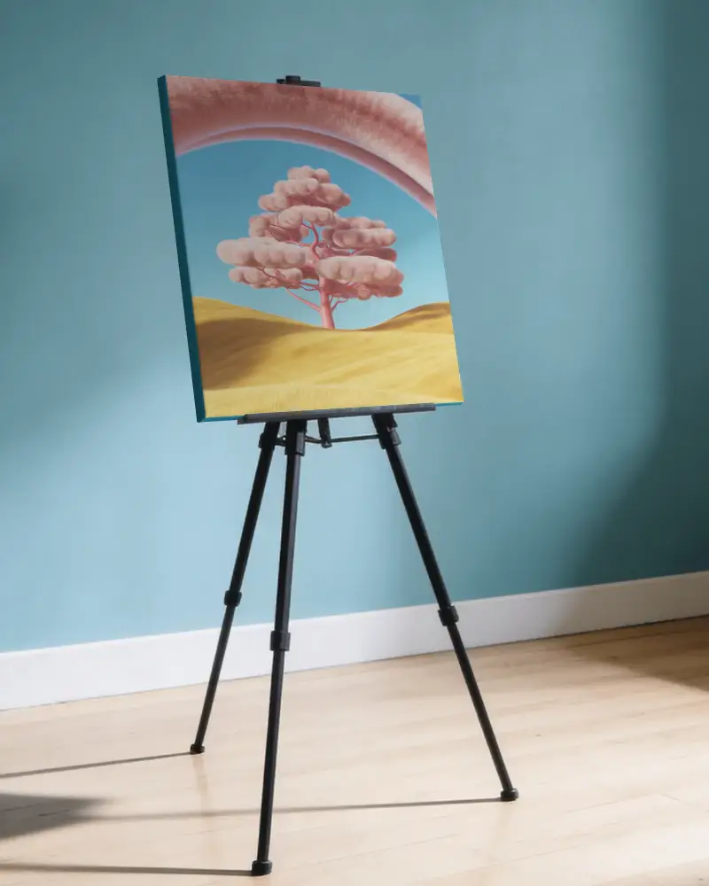Adjustable Tripod Easel With Canvas Mockup Perfect For Creative Drawing And Artist Display