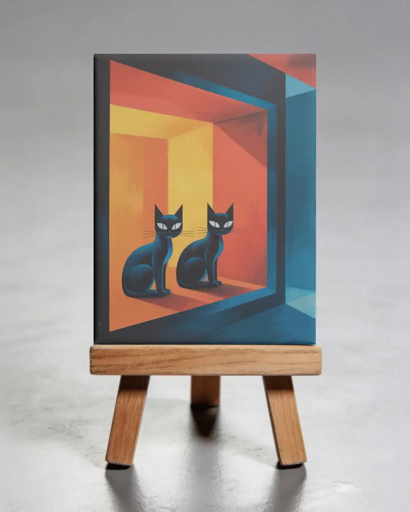 Canvas Mockup On Mini Wooden Easel For Art Display And Creative Presentation Design