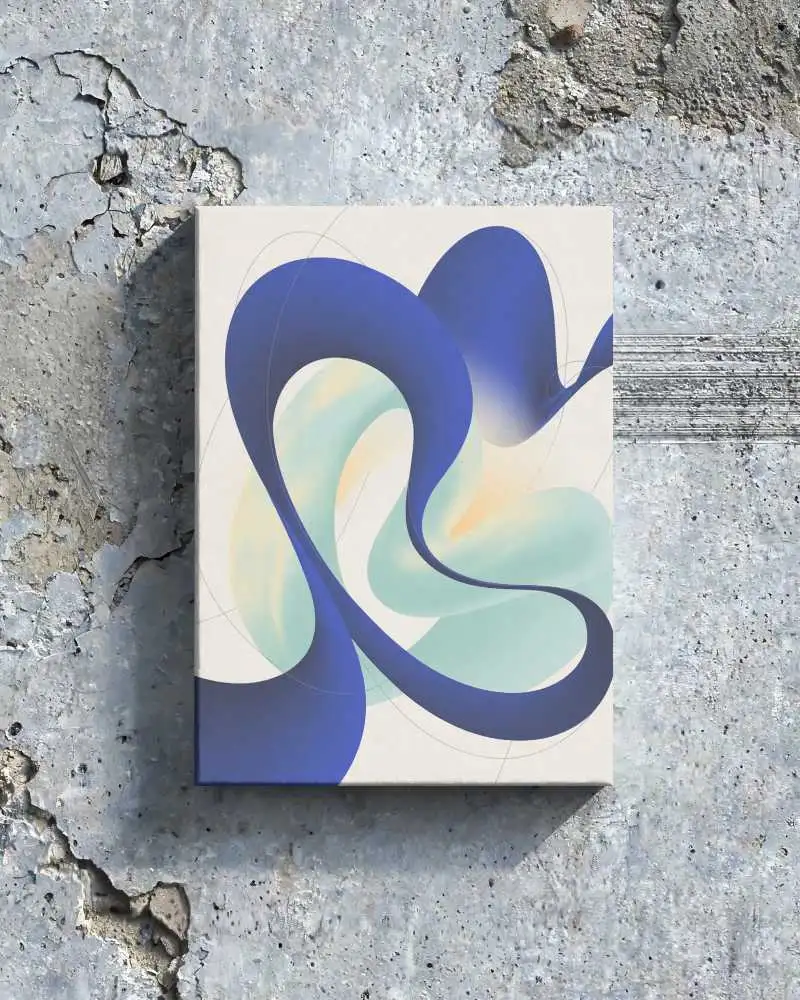 Realistic Vertical Canvas Mockup Standing Out On Rough Wall Background Ideal For Painting