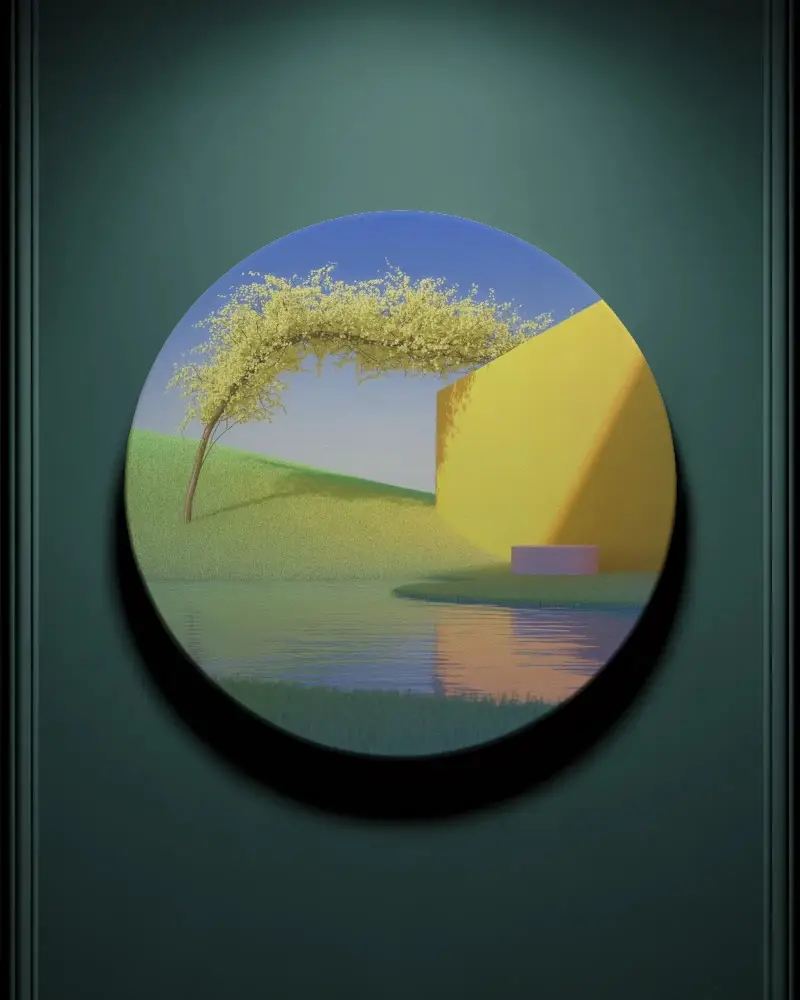 Premium Circular Canvas Mockup With Texture For Artwork Presentation And Gallery Display