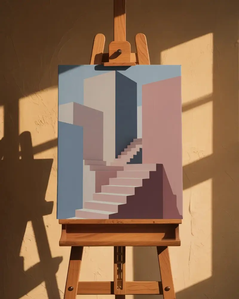 Artist Easel With Empty Canvas Mockup In Light Beam Ideal For Painting Sketching Showcase