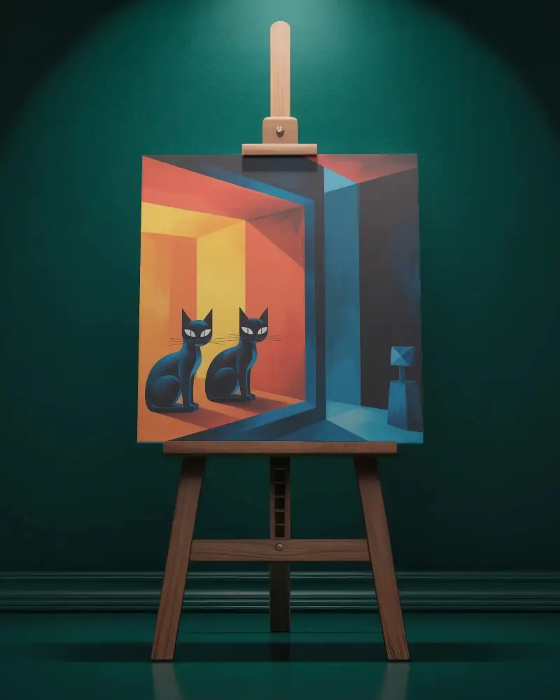 Blank Canvas Mockup On Wooden Easel For Creative Painting Or Art Display Background