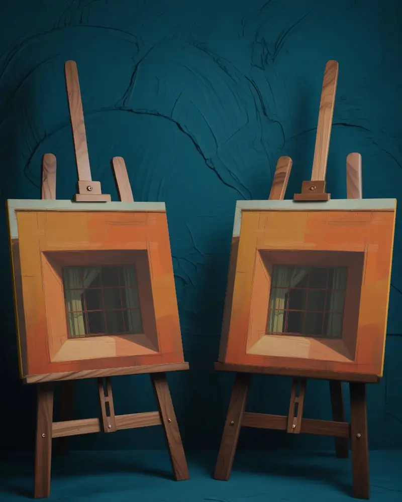 Minimalist Canvas Mockup Dual Side Stands On Wooden Easel For Creative Painting And Art Display Use