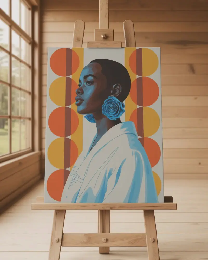 Blank Canvas Mockup Easel For Art Painting And Design Presentations In Light Wood Room Setups