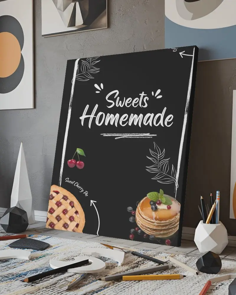 Colorful Art Studio Canvas Mockup Drawing Tools Modern Decor Playful Ambiance