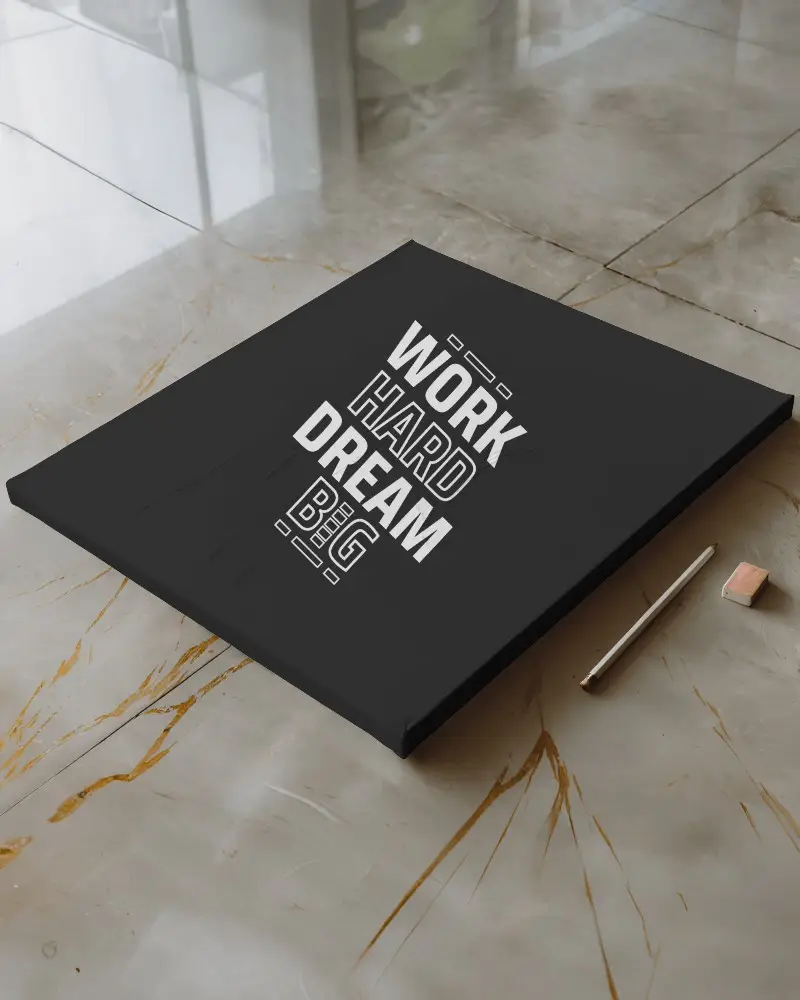 Marble Floor Canvas Mockup Pencils And Eraser Artistic Minimalism