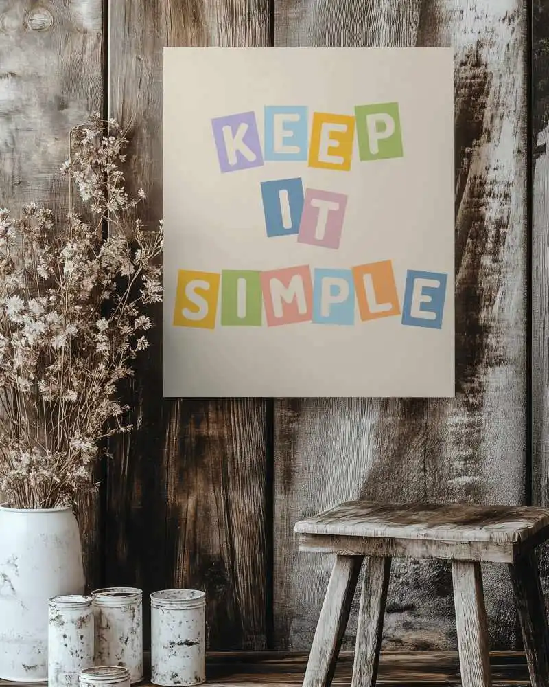 Aesthetic Canvas Mockup In Warm Country Decor With Floral Arrangement And Wooden Stool